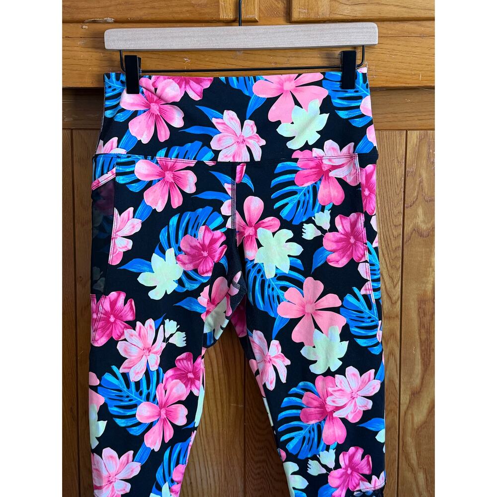 PINK Victoria's Secret Tropical Floral Mesh Leggings  L - Picture 7 of 12